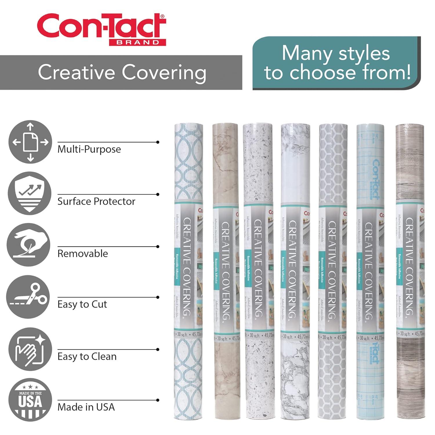 Con-Tact Brand Contact paper Adhesive Shelf Liner 18 in x 9 ft, Clear Glossy