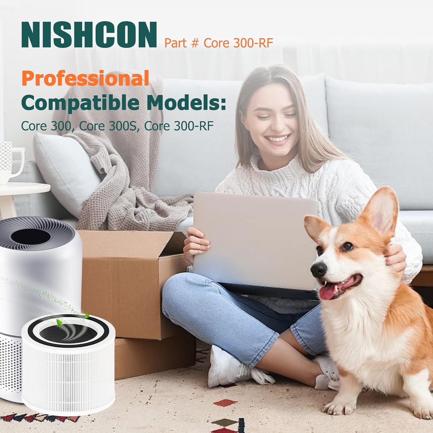 2-Pack Core 300 Replacement Filter for LEVOIT Core 300 and Core 300S Air Purifier, H13 True HEPA Filter and Activated Carbon, Replace Core 300-RF