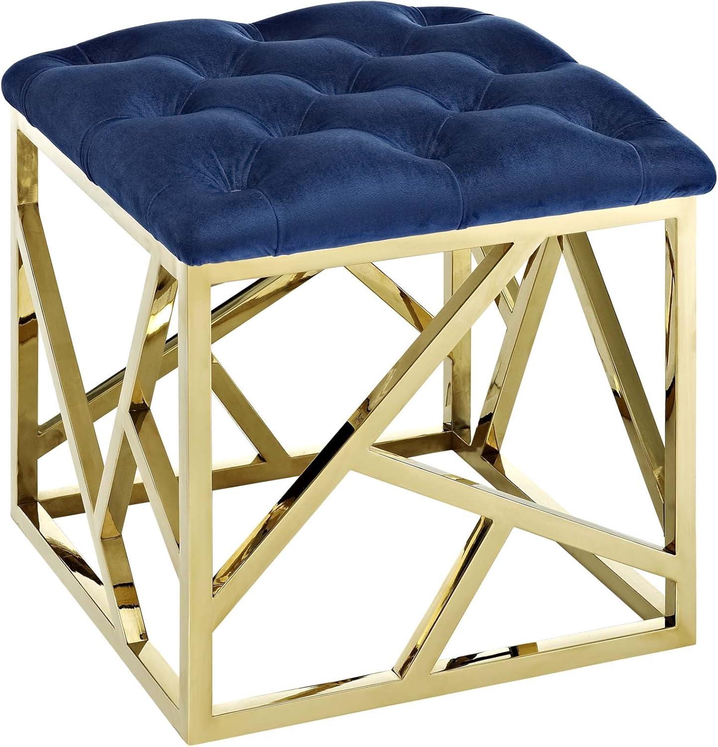 Modway Intersperse Fabric Ottoman in Gold and Navy