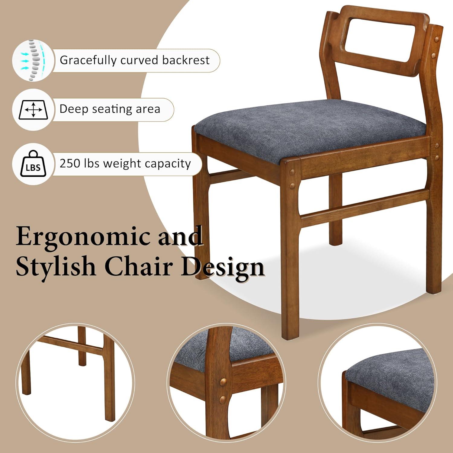 MAYEERTY Modern 5-Piece Extendable Square Dining Table Set with Storage Shelf, Brown