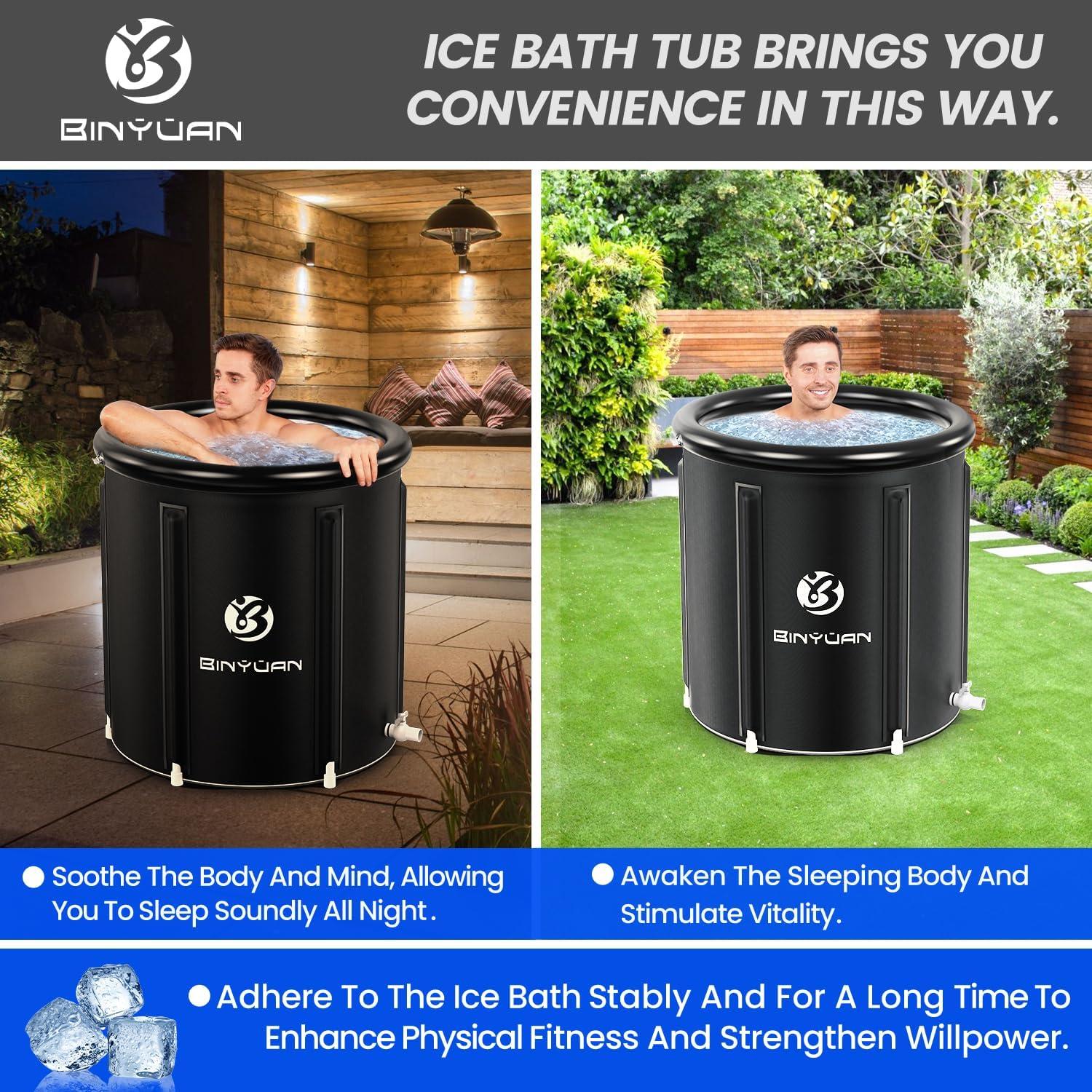 BINYUAN Large Ice Bath Tub Portable Cold Water Tub Cold Therapy Tub for Athlete Recovery