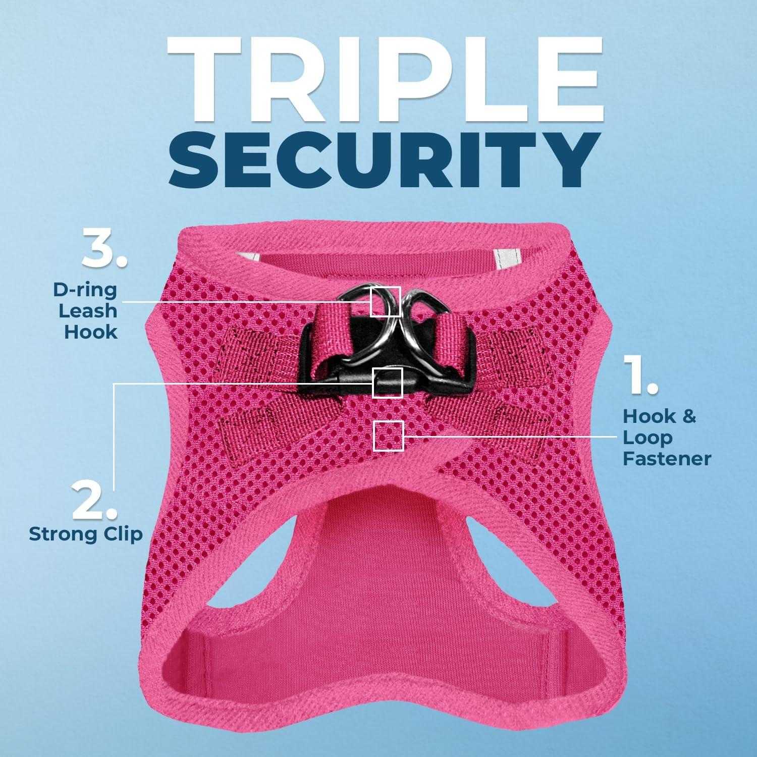 Voyager Step-In Air Dog Harness for Small and Medium Dogs, Breathable Mesh, Fuchsia (Matching Trim), S