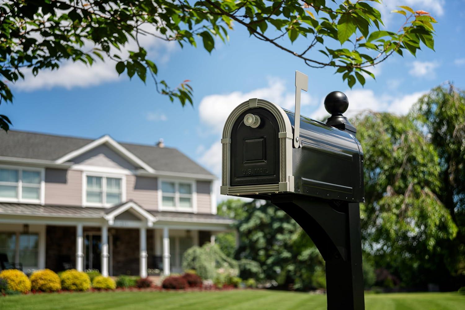 Architectural Mailboxes Landover Mailbox and Address Posts Black: Aluminum Stand, No Assembly Required, 56.3" Height