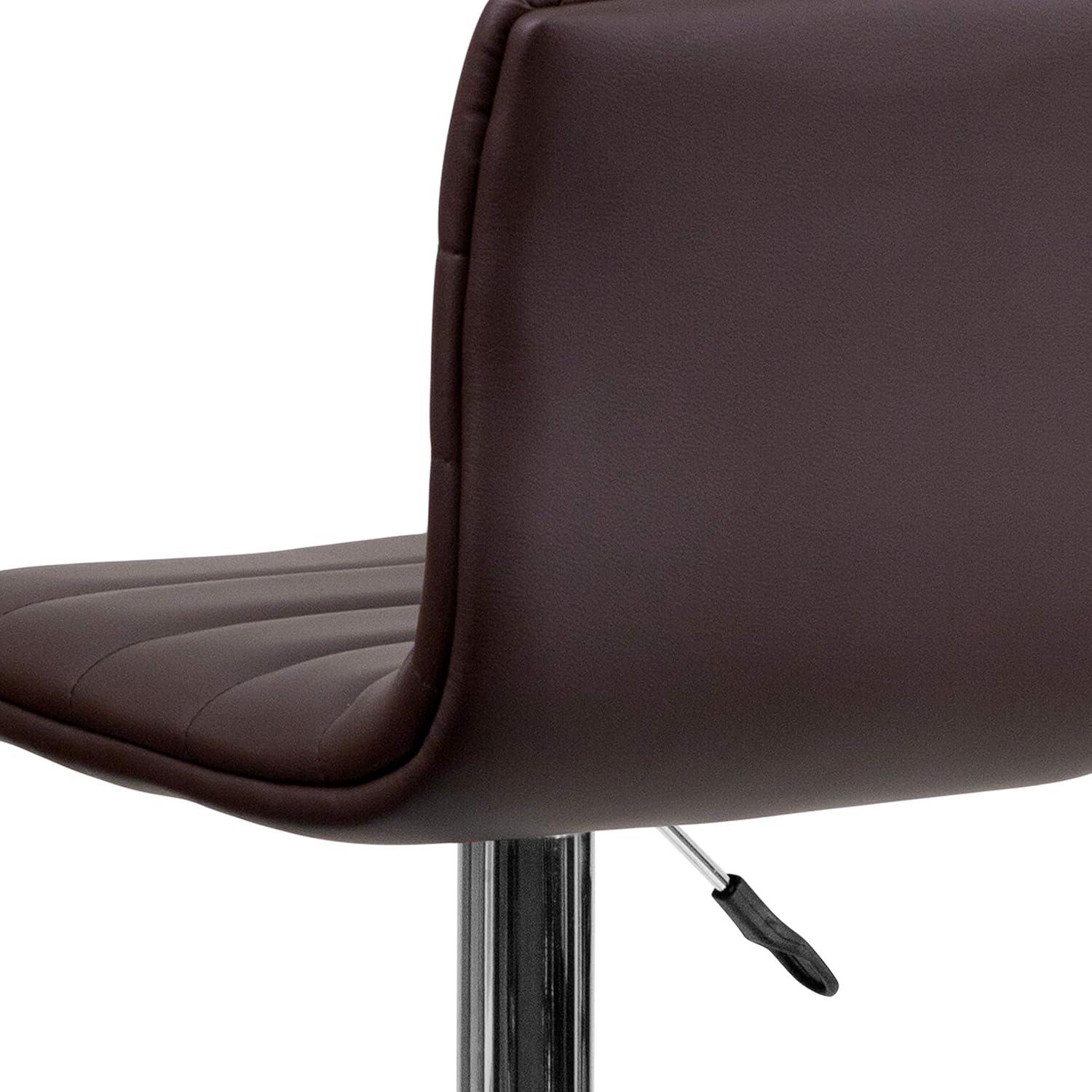 Flash Furniture Modern Brown Vinyl Adjustable Bar Stool with Back, Counter Height Swivel Stool with Chrome Pedestal Base