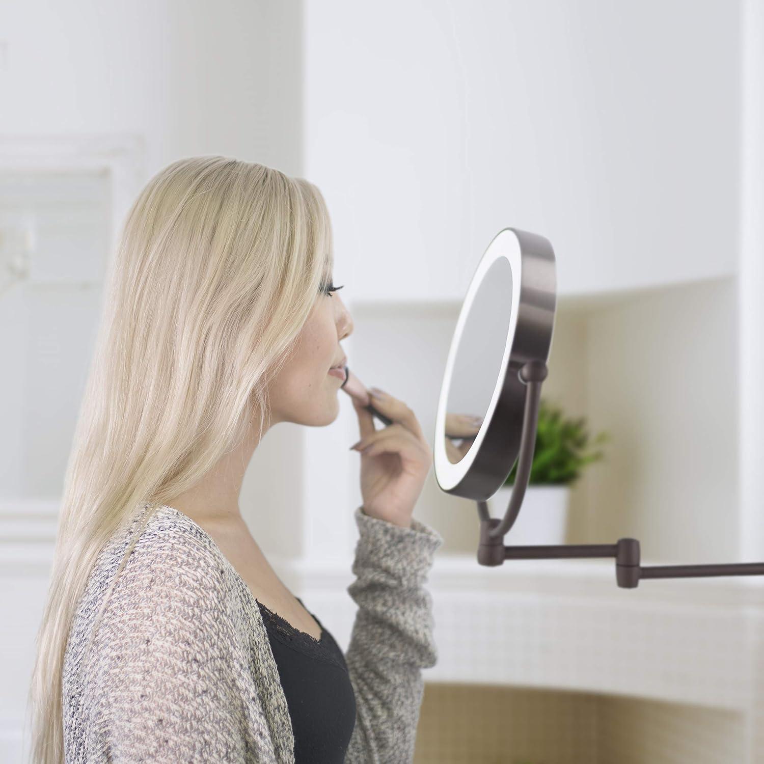 Wall Mounted Makeup Mirror Led Two Sided 1X/10X Magnifying Mirror