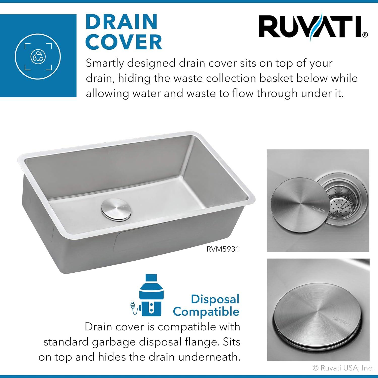 Ruvati Rvm5931 Modena 31" Undermount Single Basin Stainless Steel Kitchen Sink - Stainless