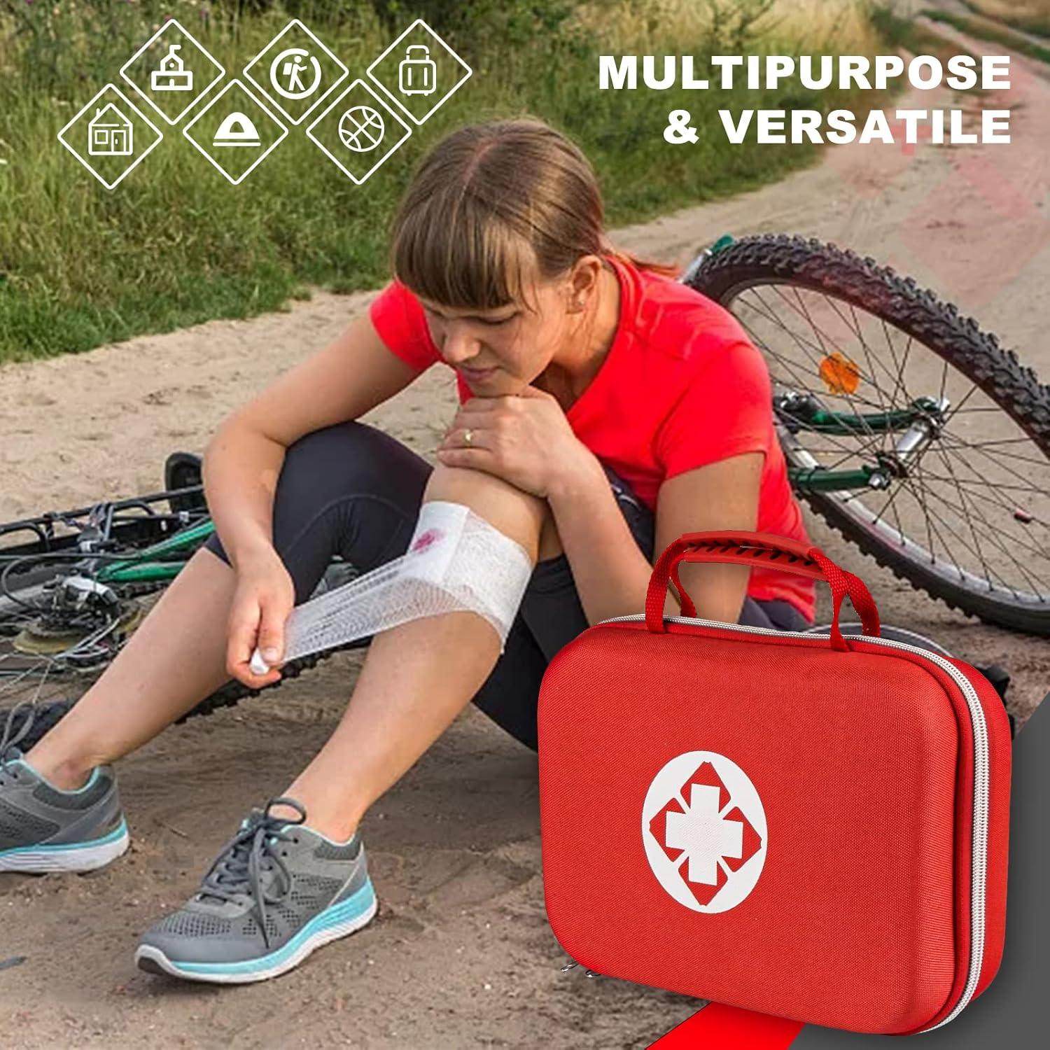 299PCS First Aid Kit Portable Red Camping Essentials Multiple Purpose Survival Kits Plus Case Emergency Set Outdoor Backpacking Gear Suitable for Hiking School Car Home YIDERBO