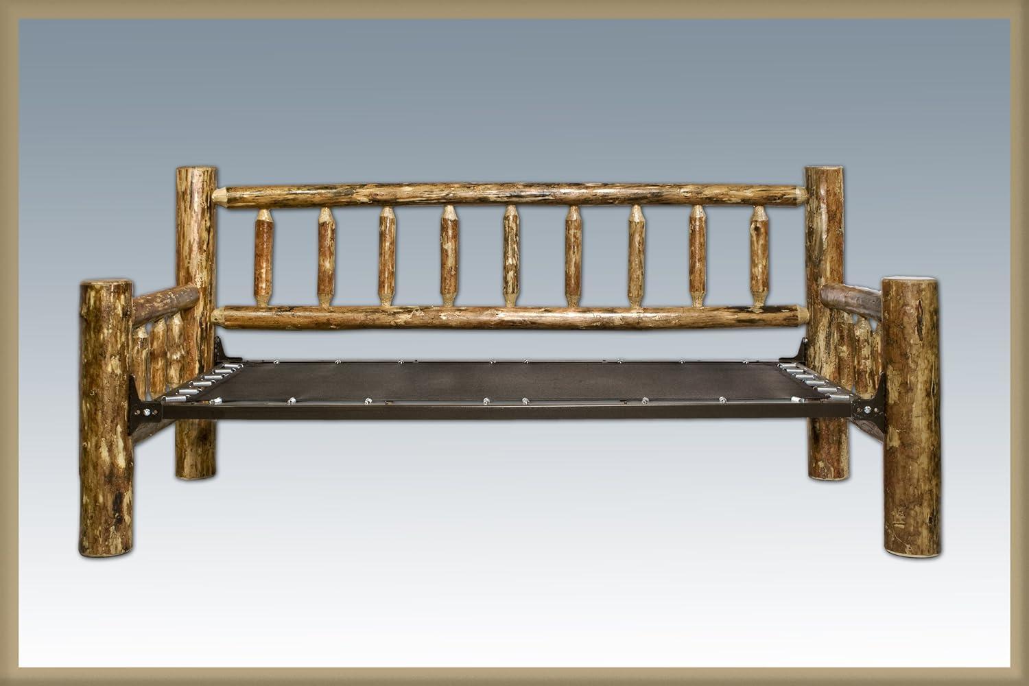 Rustic Twin-Size Solid Pine Wood Daybed with Lacquered Finish