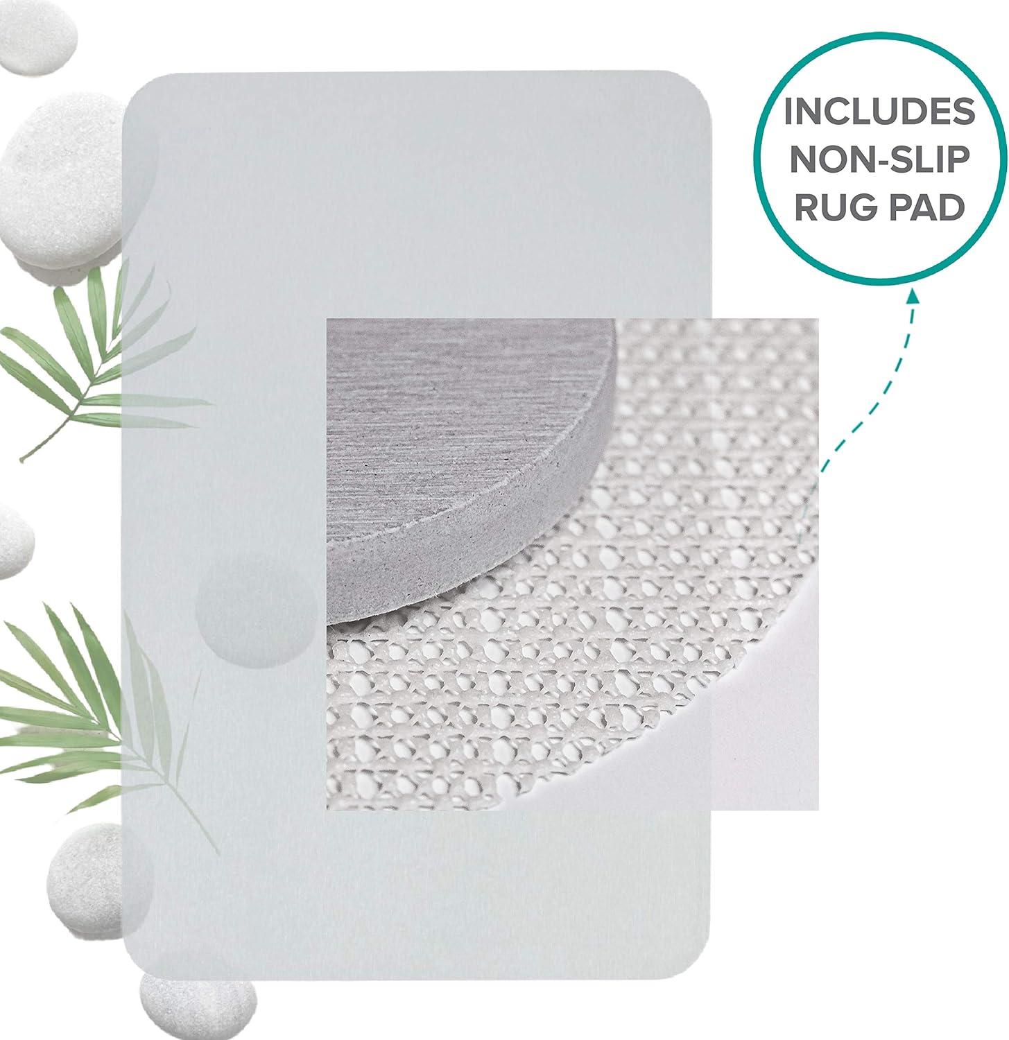 SlipX Solutions Quick-Dry Absorbent Non-Slip Bath Mat Made of Diatomaceous Earth (Eco-Friendly Stone Floor Mat, 17.75” x 13.75”)