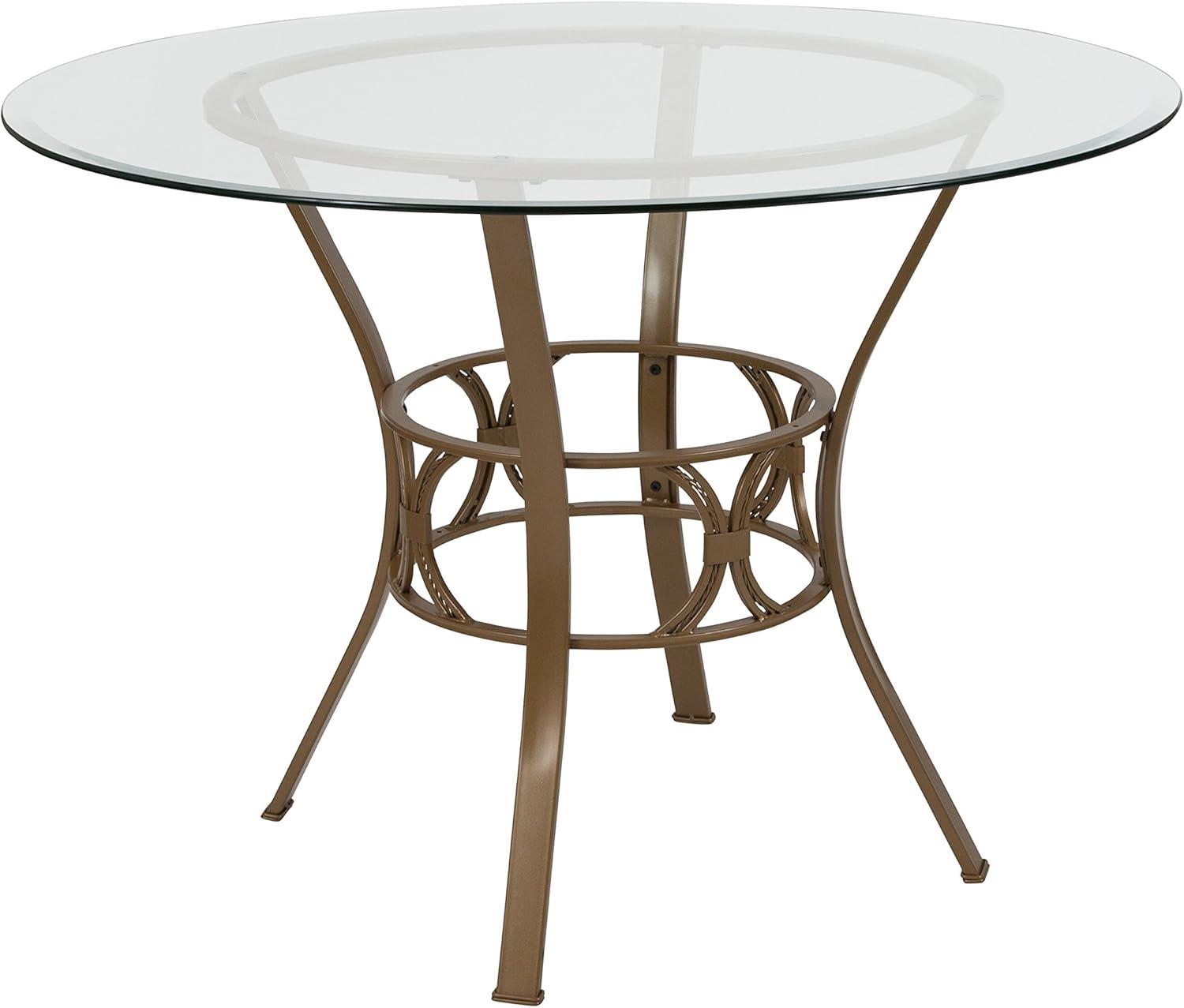 Flash Furniture Carlisle 42'' Round Glass Dining Table with Matte Gold Metal Frame