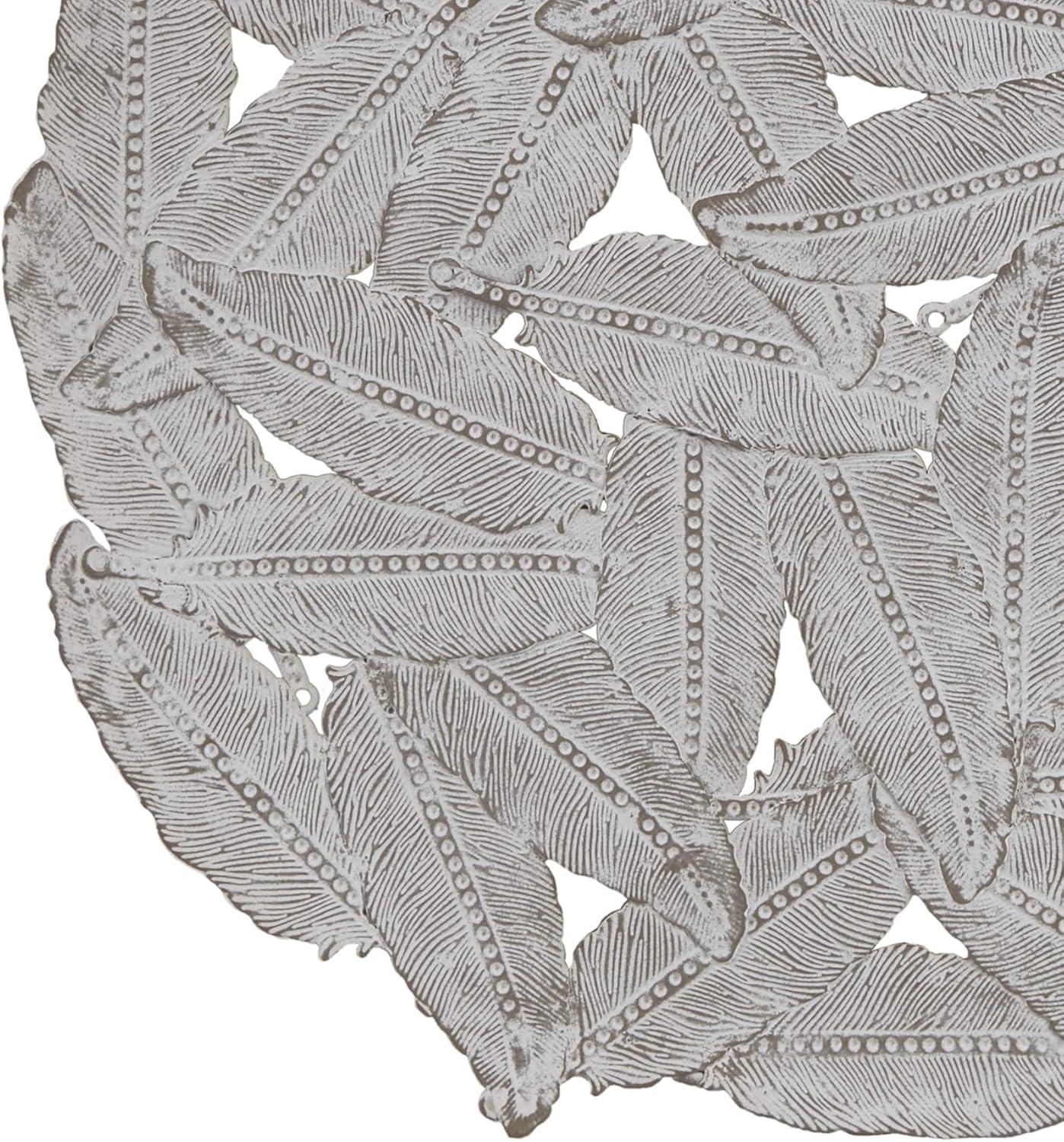 Dakota Fields Textured Feather 3-Piece Metal Disc Wall Decor Set