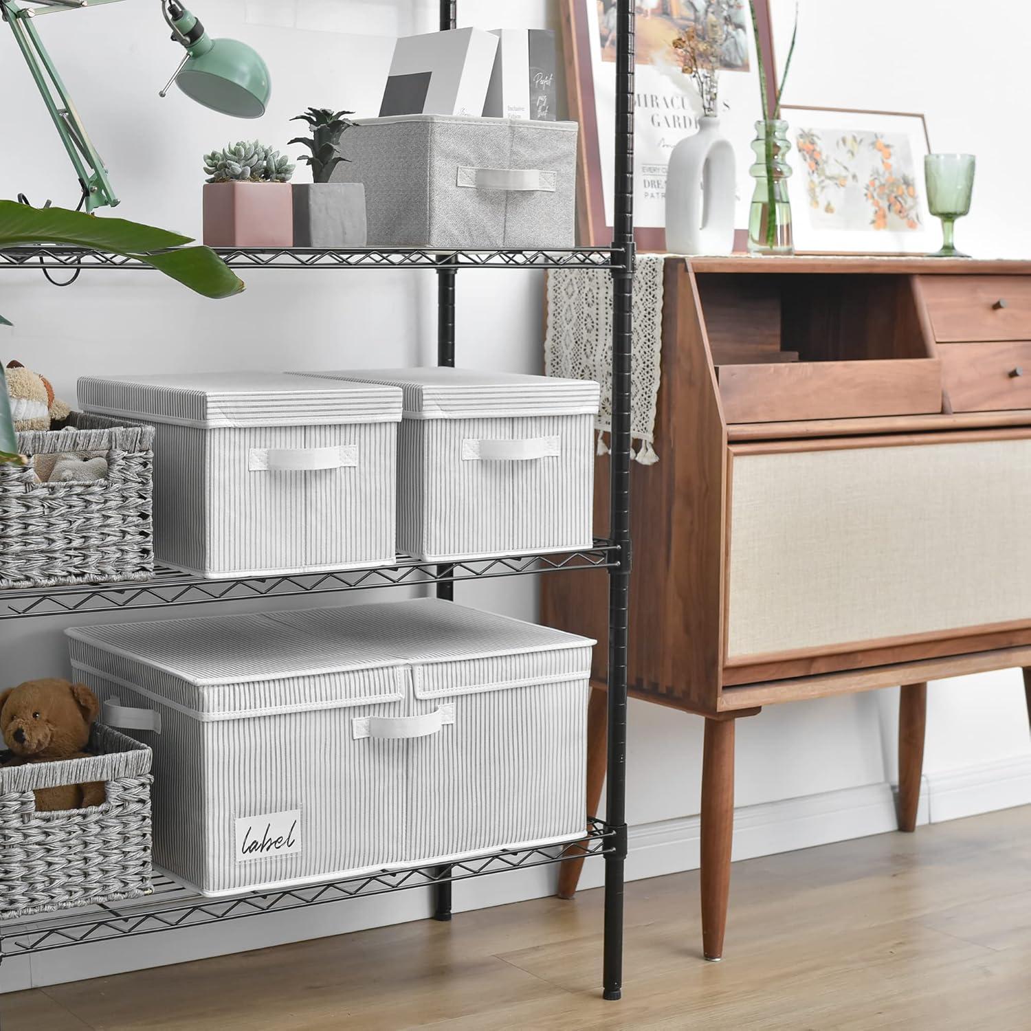 GRANNY SAYS Fabric Storage Bin with Lid, Decorative Storage Box, Extra Large Storage Baskets, Closet Organizer, Gray, 1-Pack