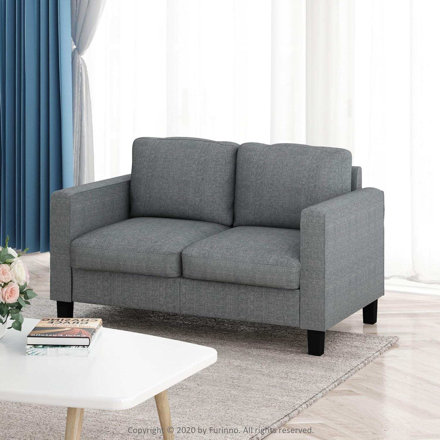 Furinno Bayonne Modern Upholstered Loveseat, Gunmetal