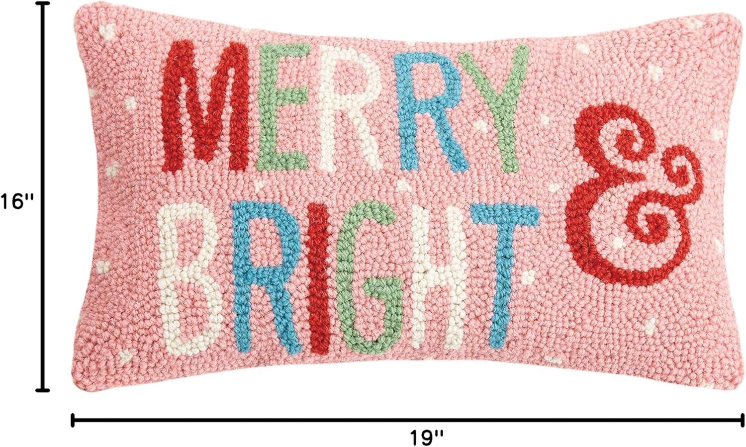 Peking Handicraft 31JES1669C16OB Merry and Bright Holiday Hook Pillow, 16-inch Long