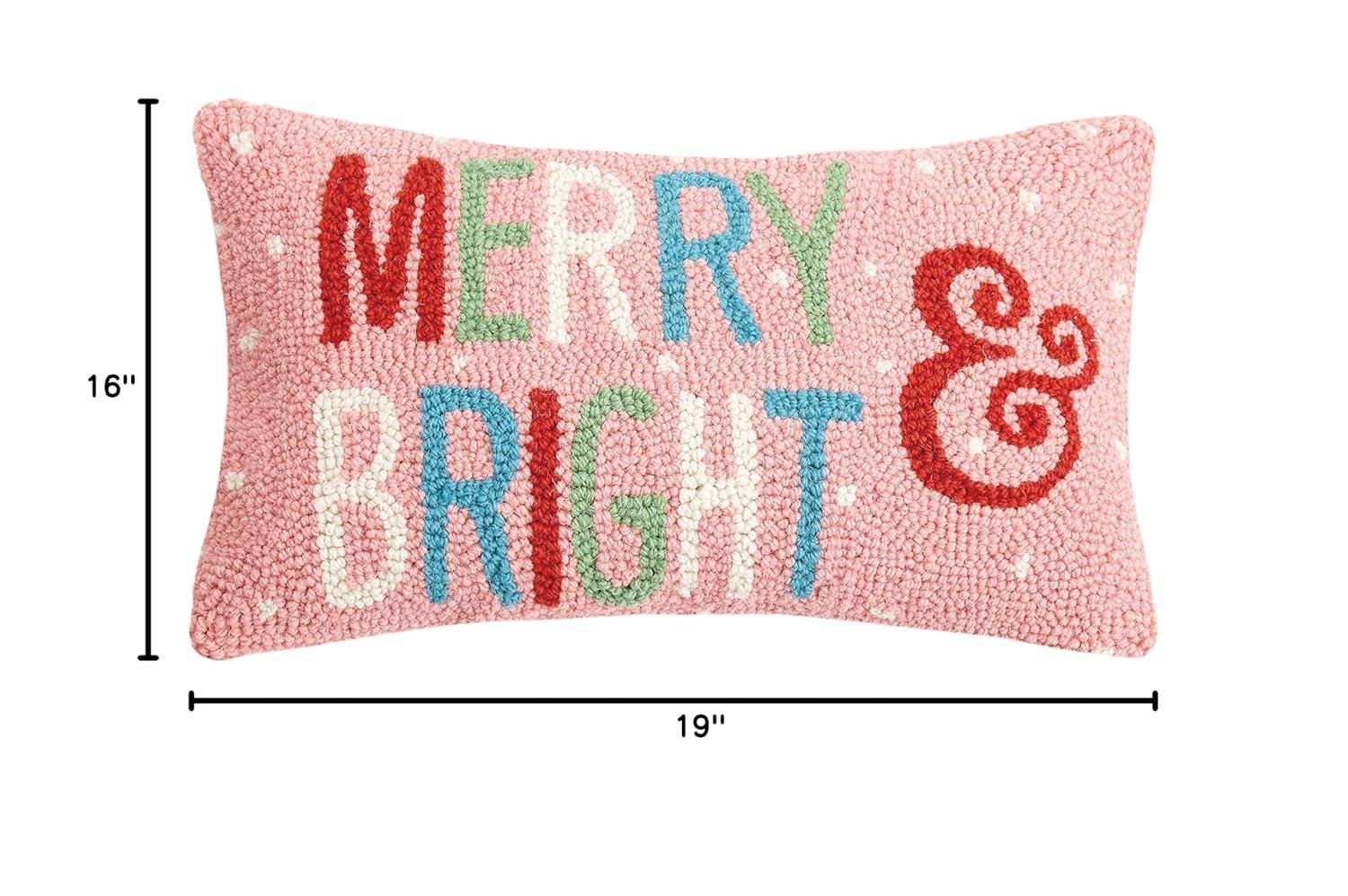 Peking Handicraft 31JES1669C16OB Merry and Bright Holiday Hook Pillow, 16-inch Long