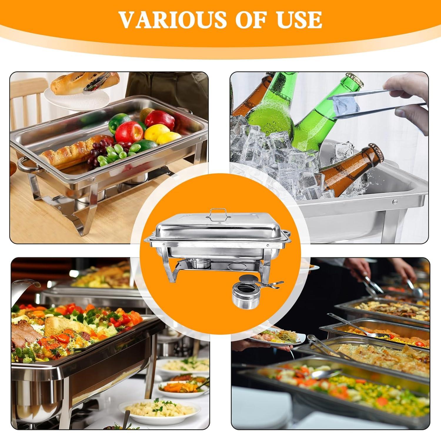 The Party Aisle™ Chafing Dishes For Buffet 4 Pack, 8 Qt Stainless Steel Chafers And Buffet Warmers Sets With Lid, Rectangle Serving Food Warmer Catering Supplies Buffet Display For Parties