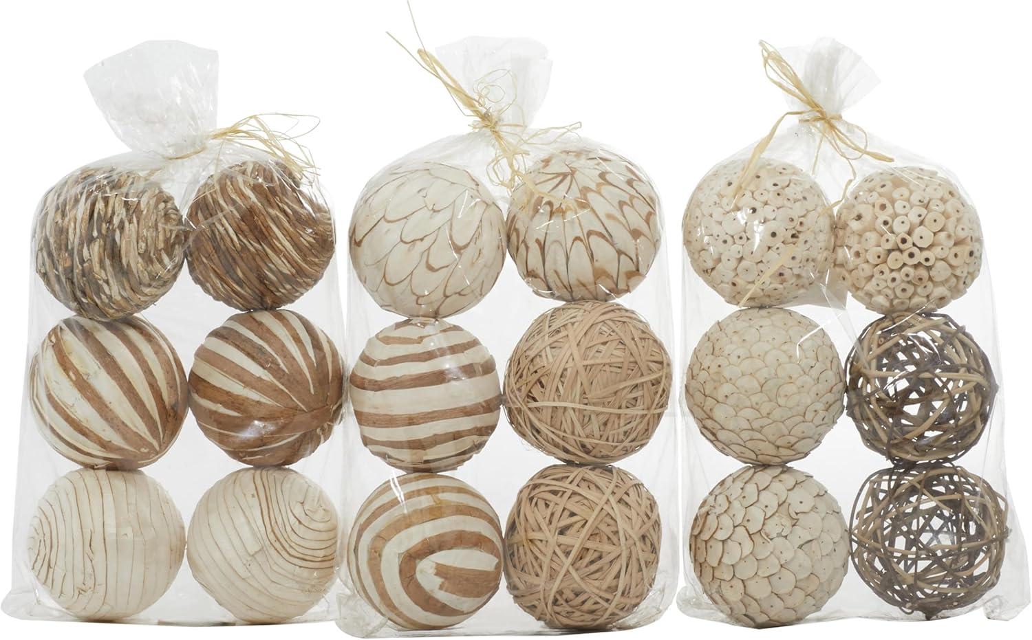 Coastal White and Brown Dried Plant Orbs & Vase Filler Set