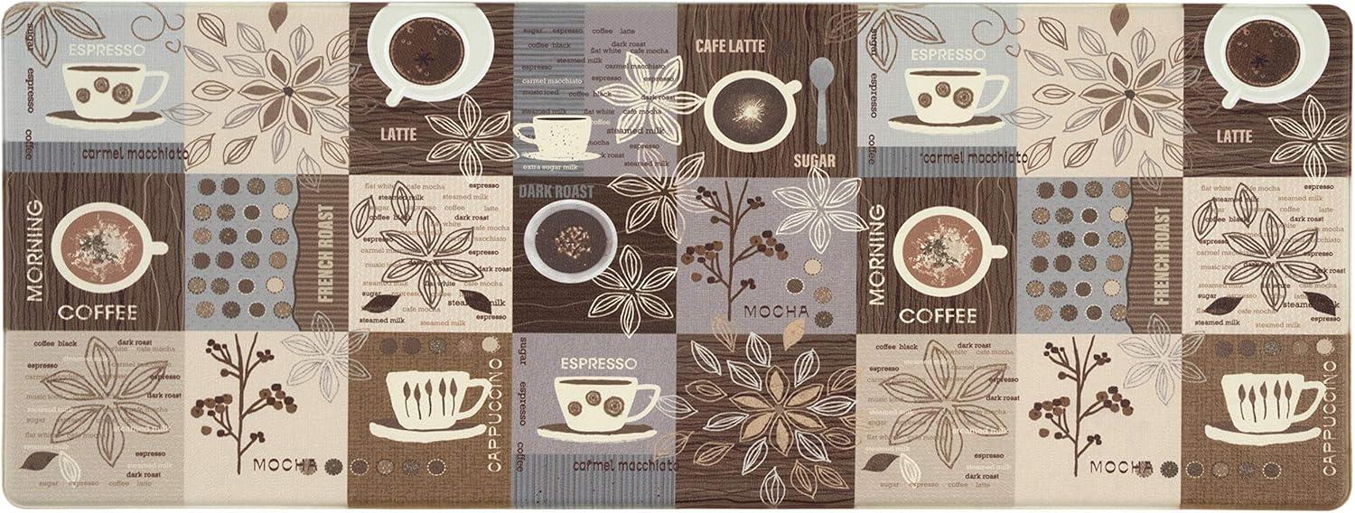 Brown Coffee Themed Anti-Fatigue Kitchen Mat 18" x 47"