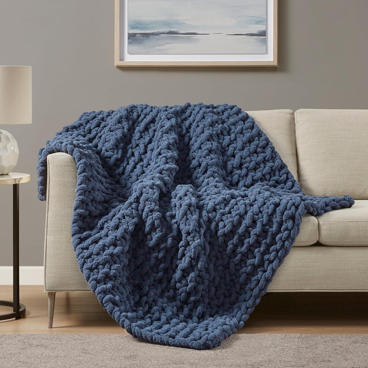Madison Park Chenille Chunky Knit Throw