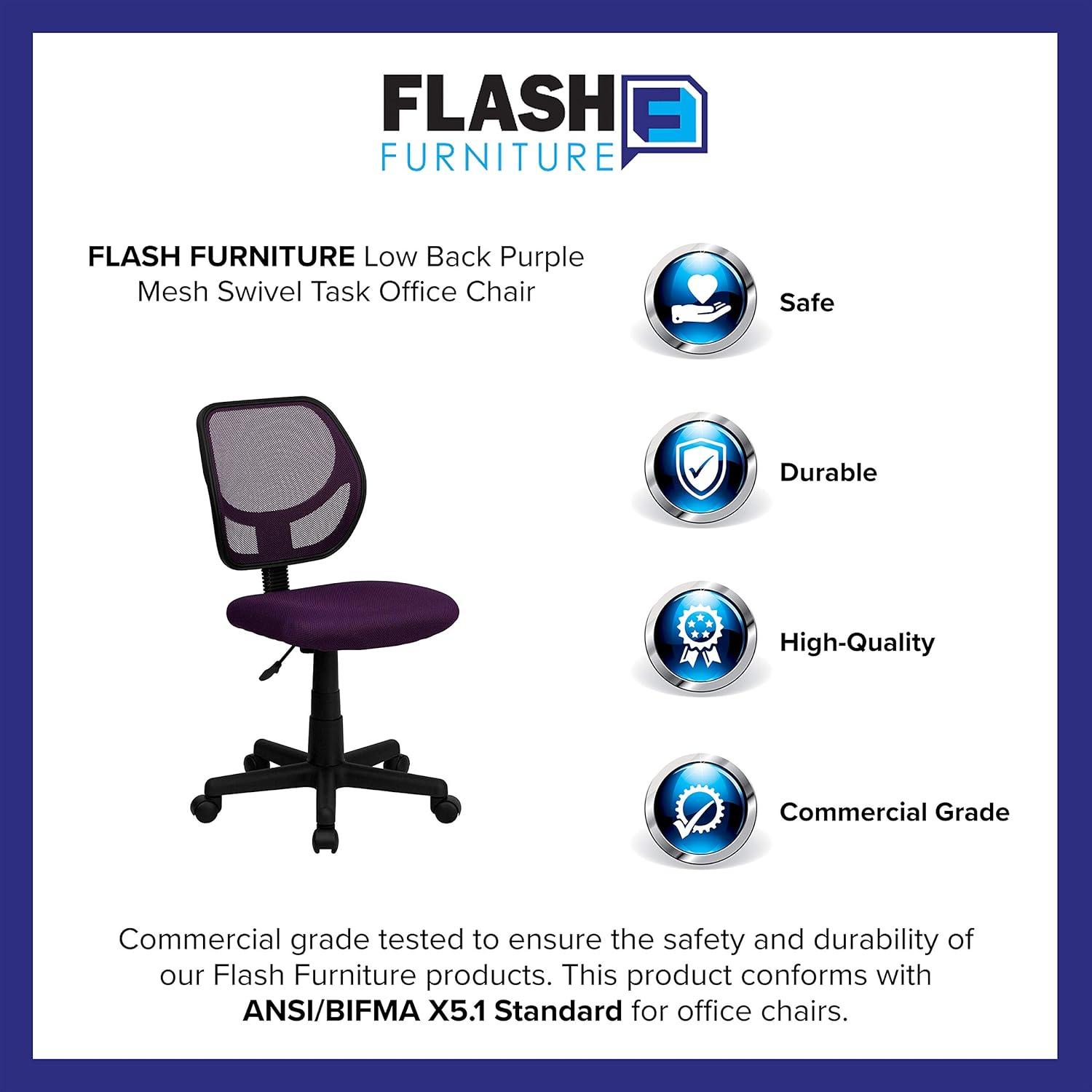 Flash Furniture Low Back Purple Mesh Swivel Task Office Chair