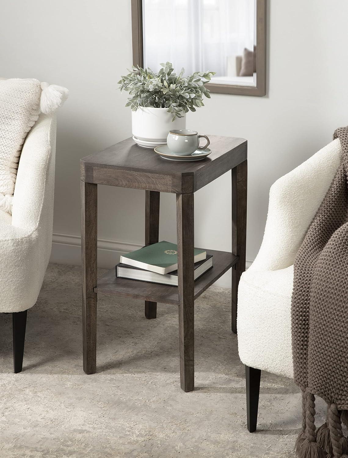 Kate and Laurel Talcott Rectangle Wood Side Table, 22x14x26, Gray