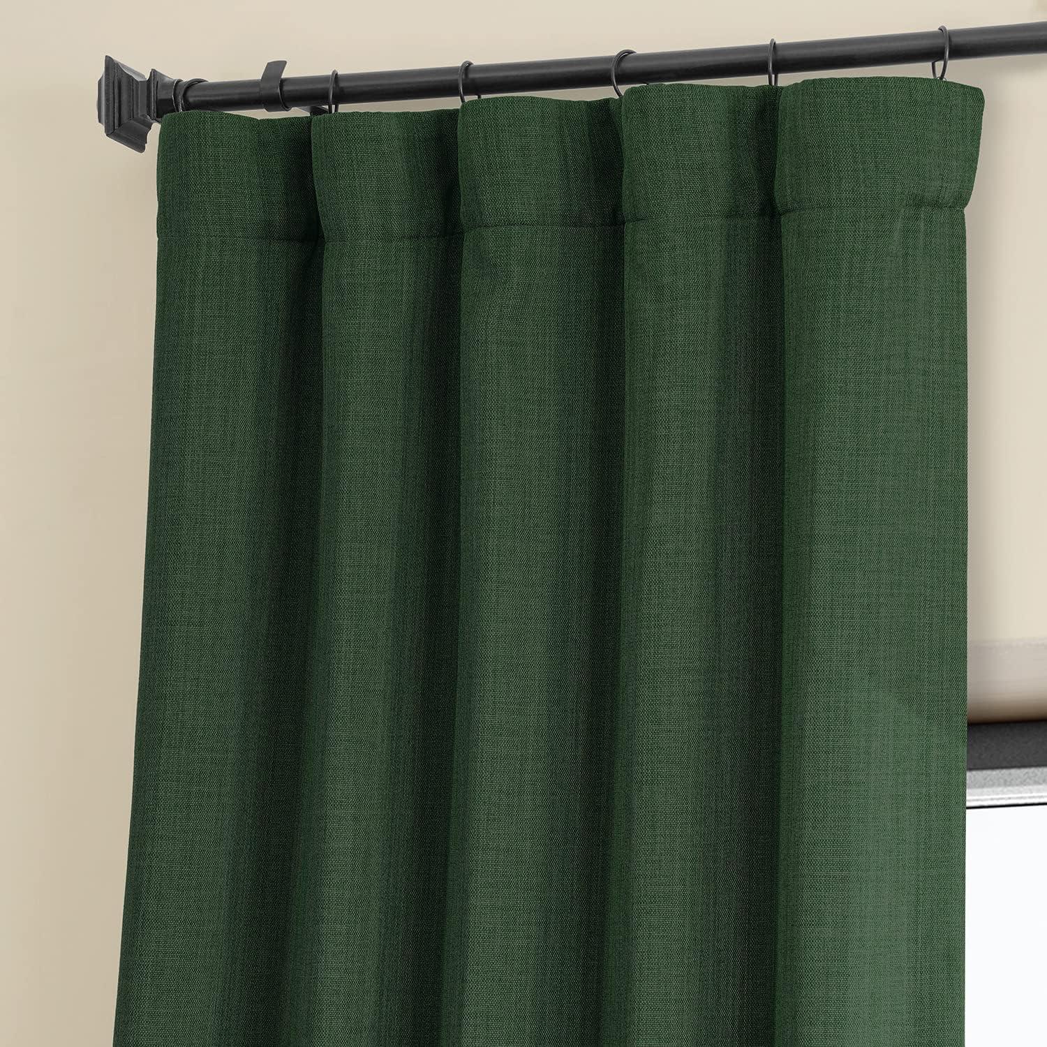 HPD Half Price Drapes Key Green Faux Linen Room Darkening Curtains for Bedroom & Living Room Curtains (1 Panel), Door & Window Curtains 84 inches long, Rod Pocket Curtains & Drapes, 50W X 84L