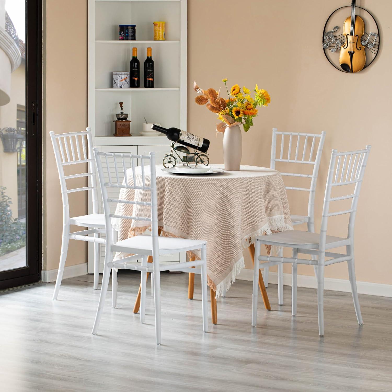 Modern White Stackable Chiavari Plastic Side Chair