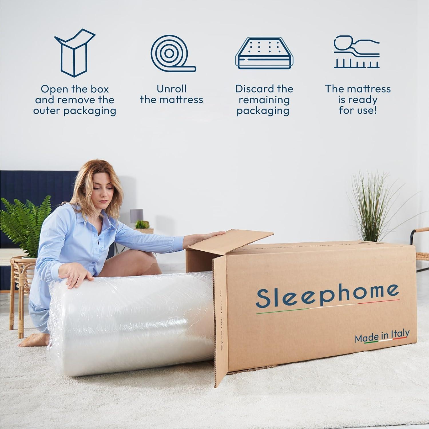 Sleephome 12" Medium Hybrid Foam and Pocket Spring Mattress