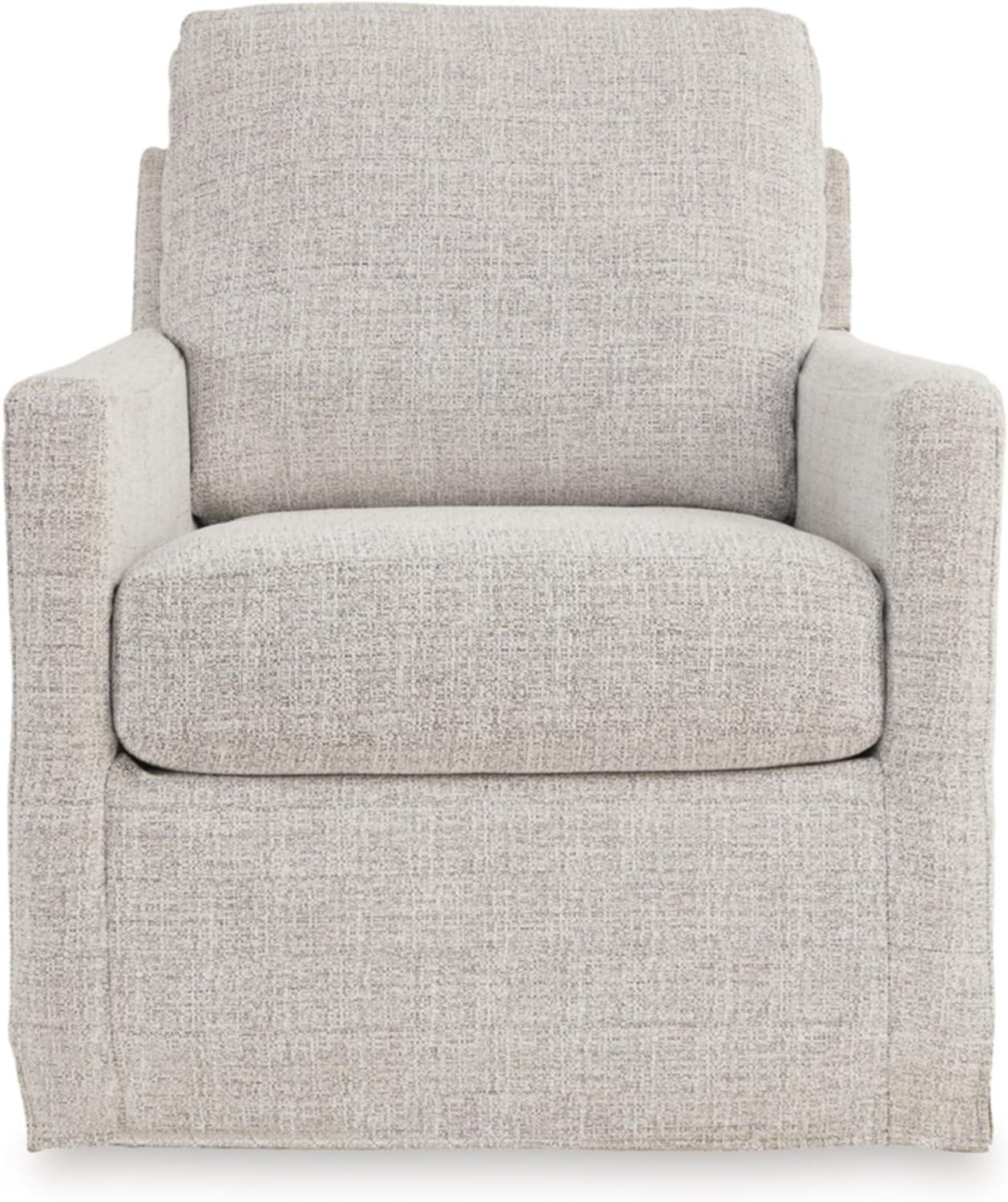 Gray Transitional Swivel Glider Accent Chair with Metal Base