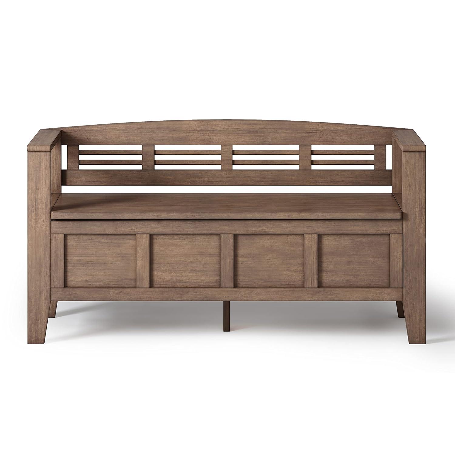 Simpli Home Adams Solid Wood Entryway Lift Top Storage Bench