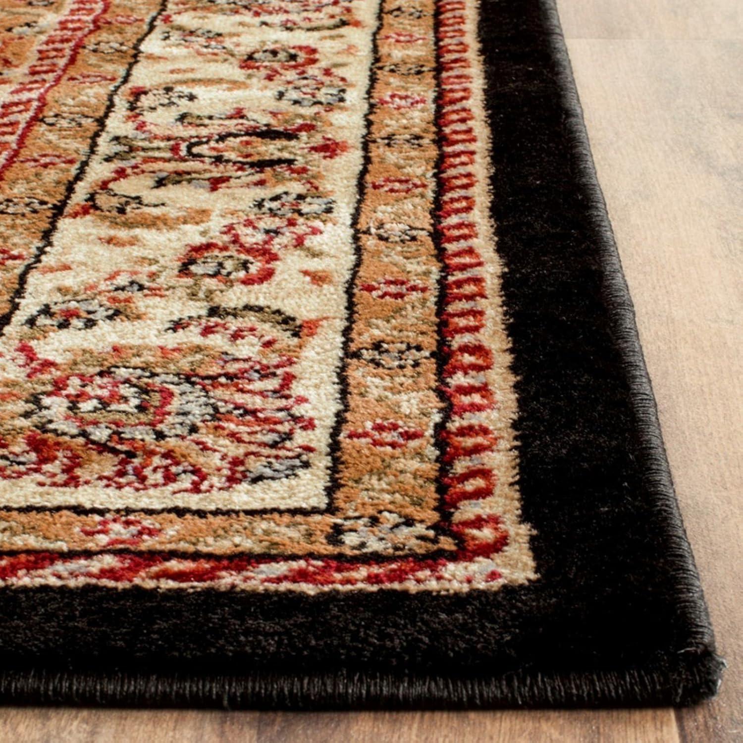 Lyndhurst LNH329 Power Loomed Area Rug - Black/Ivory - 4' Round - Safavieh