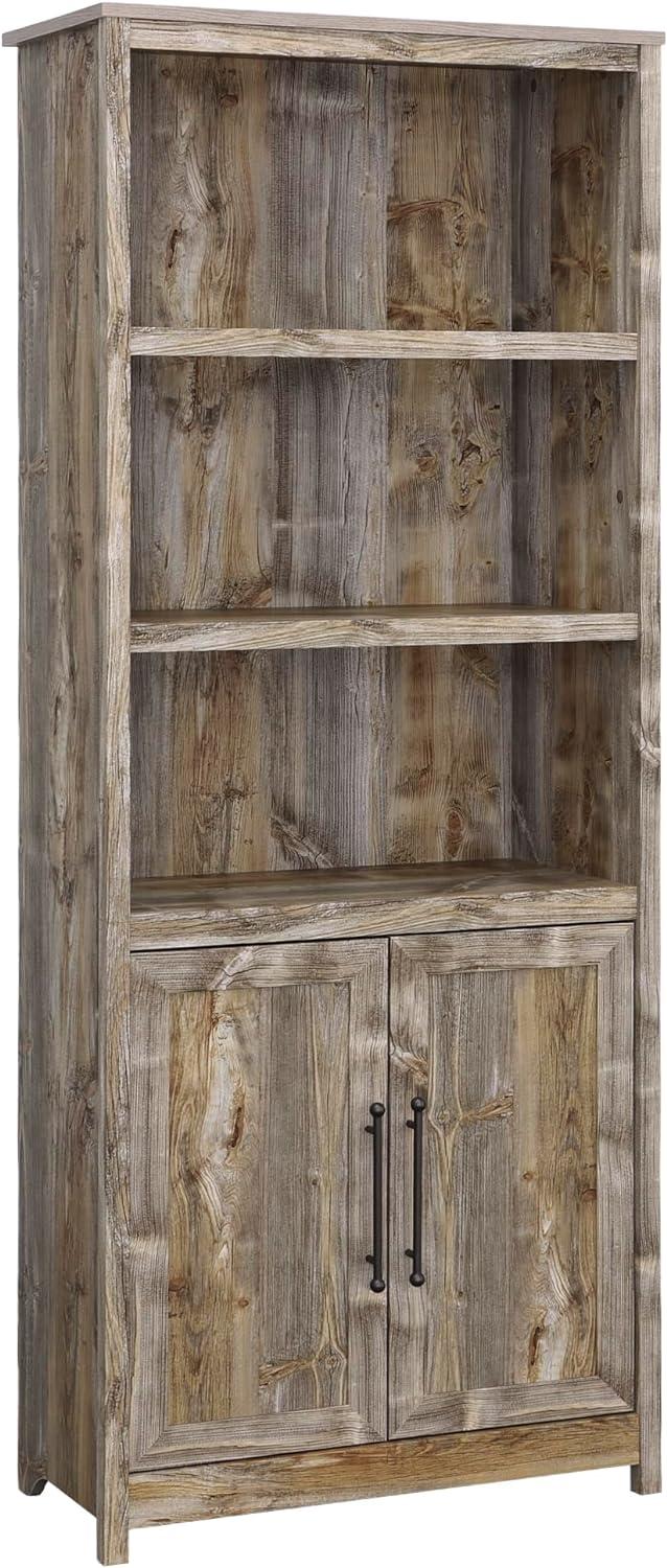 Rustic Cedar 71.5" Adjustable 5-Shelf Bookcase with Doors