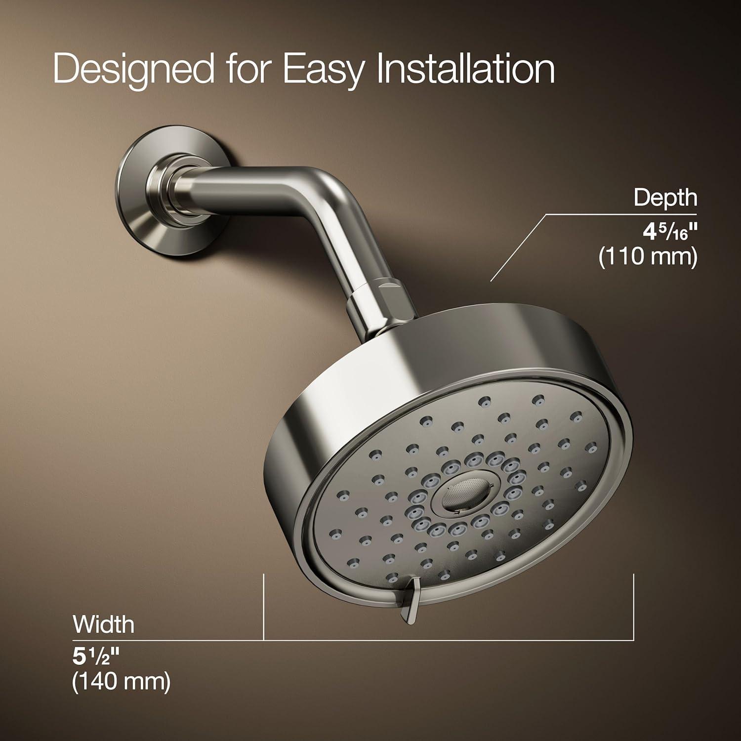 Kohler Purist 2.5 Gpm Multifunction Wall Mount Showerhead, Three Spray Settings, 5.5" High Pressure Spray Head