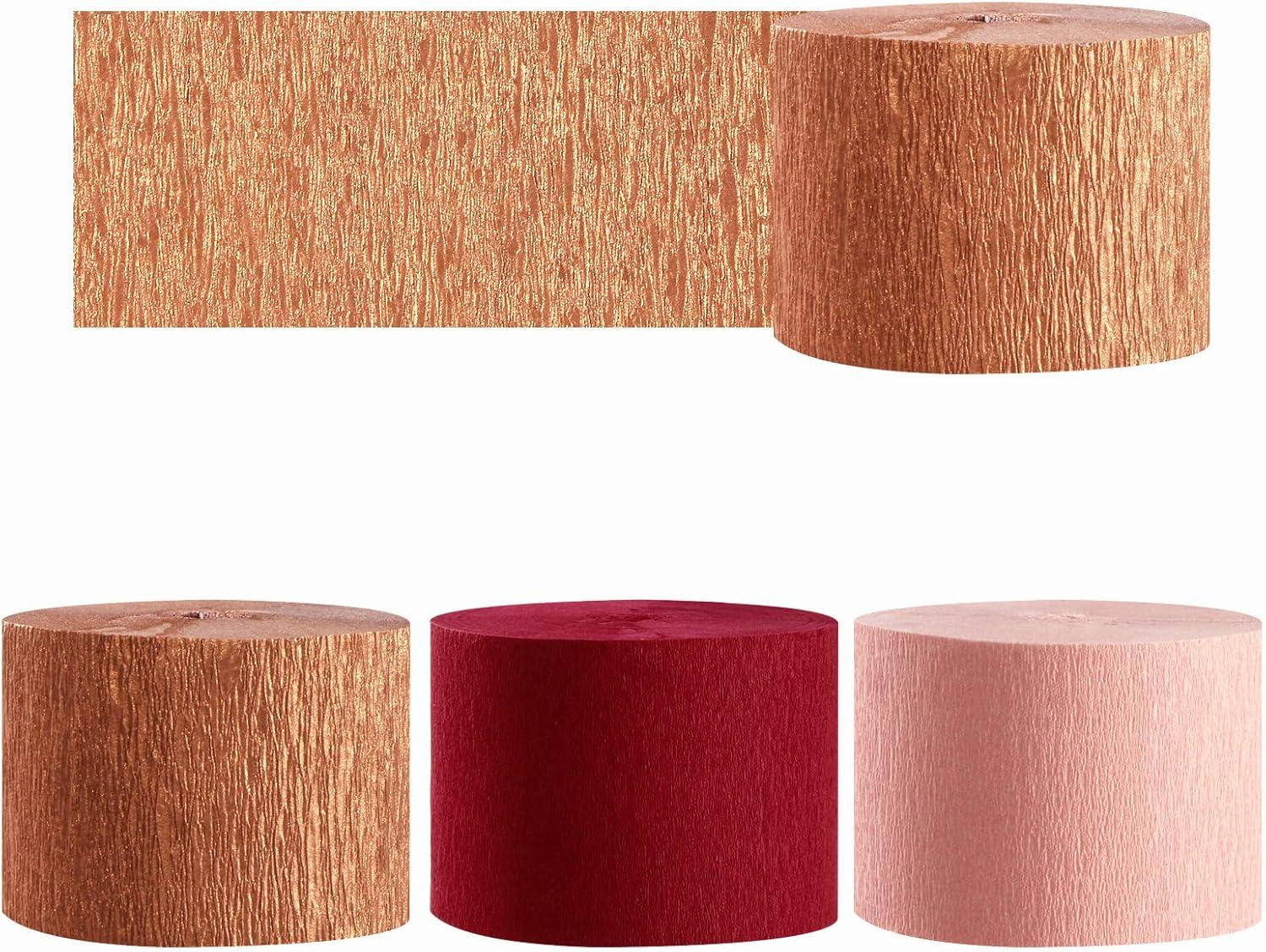 Rose-Gold Pink Burgundy-Red Party-Decorations Streamers - 9 Rolls Valentines Mothers Day Crepe Paper Streamer Garland Birthday Bachelorette Bridal Shower Engagement Wedding Brunch Decoration Panduola