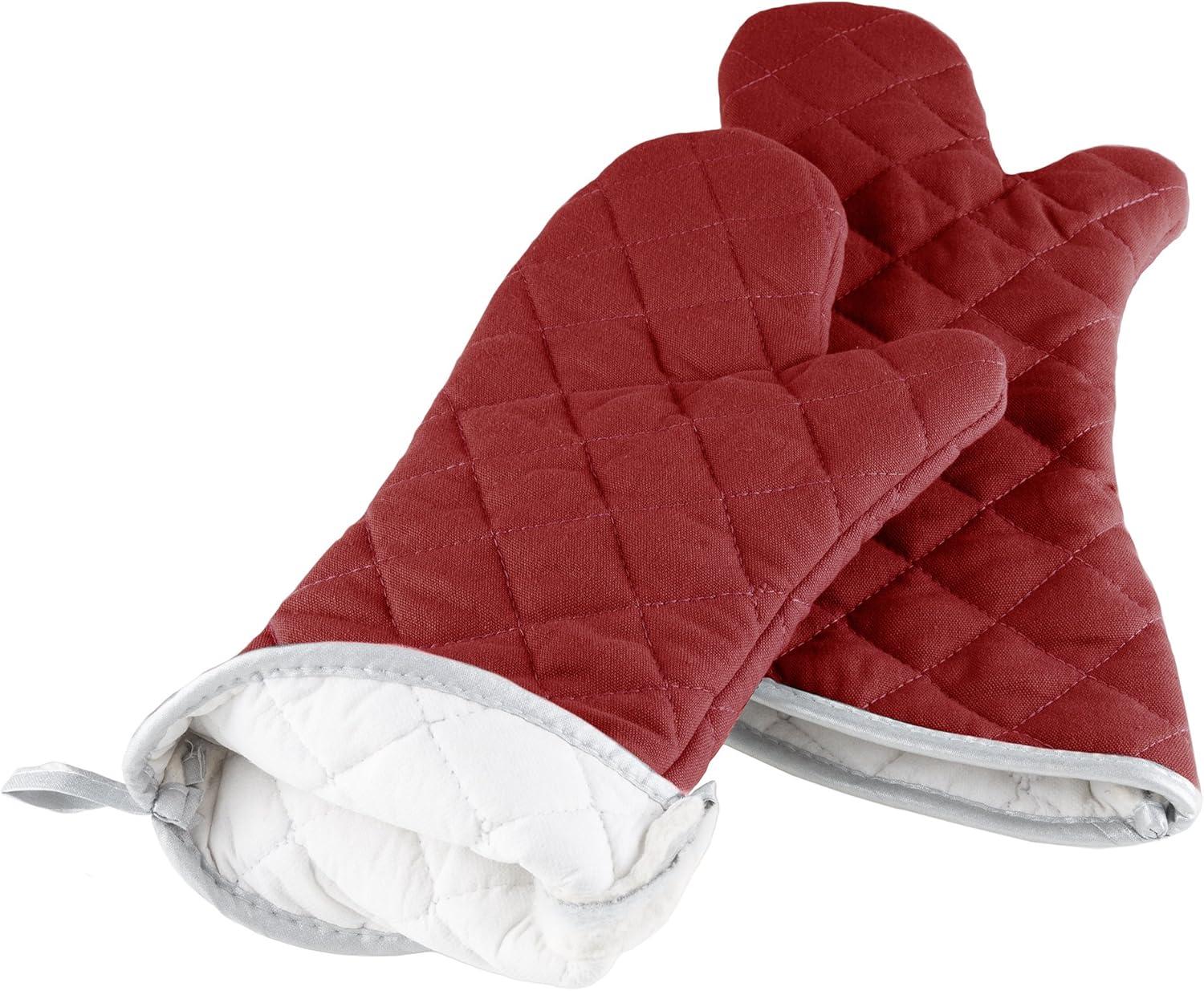 Oven Mitts- 2 Oversized Quilted Mittens, Flame and Heat Resistant By Lavish Home (Set of 2)