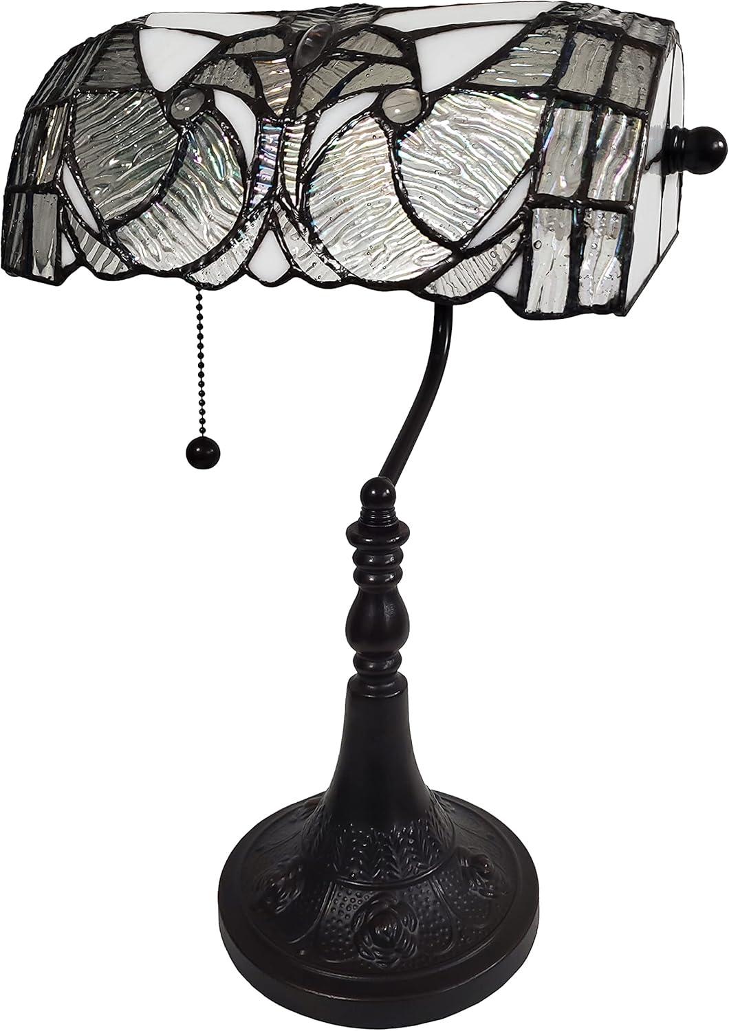 Amora Lighting Tiffany Style Vintage Banker Lamp - 16" Tall