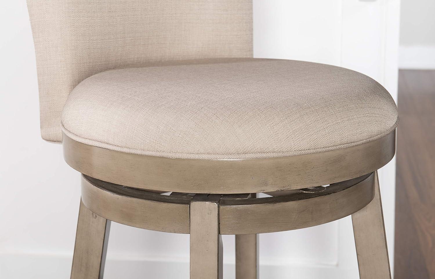 Linon Davis Round 32" Mid Back Swivel Bar Stool, Rustic Taupe/Beige