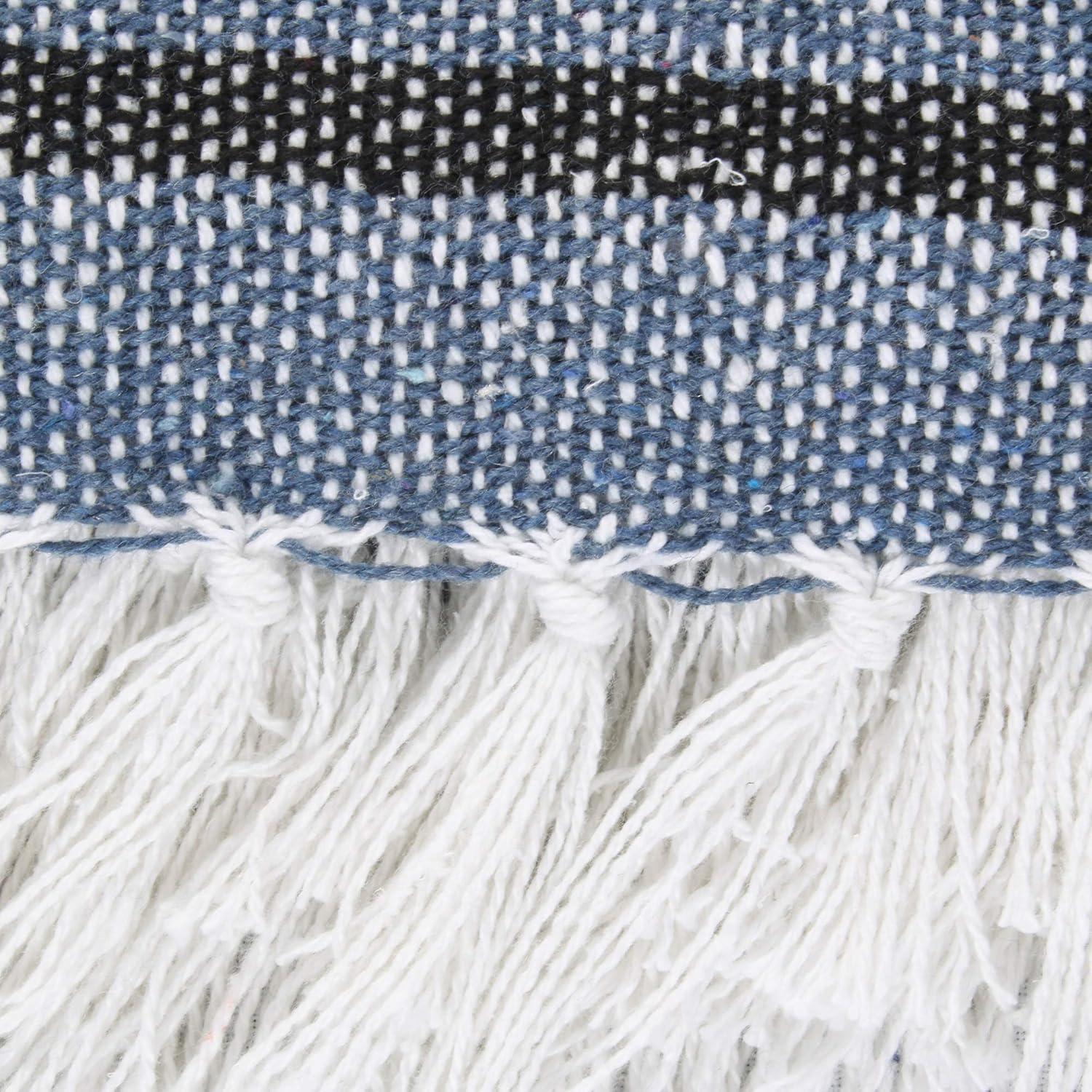 50"x60" Farmhouse Striped Throw Blanket Blue - Design Imports: Cozy Cotton, Machine Washable