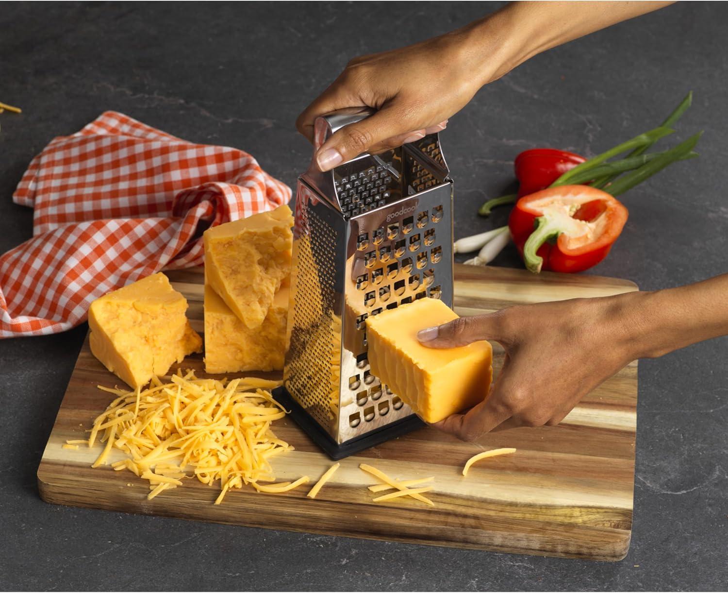 GoodCook Gourmet 4-sided Box Grater, Stainless Steel, Stay Sharp Etched Blades, Non-slip Base