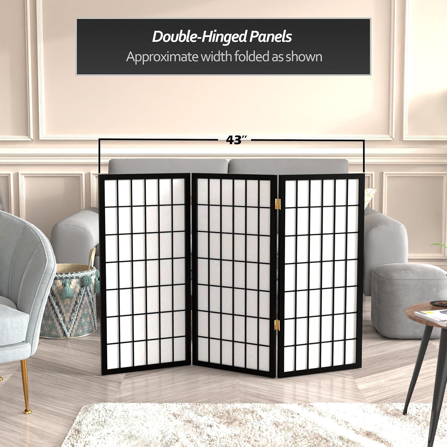 3 ft. Tall Window Pane Shoji Screen (3 Panels) - Oriental Furniture