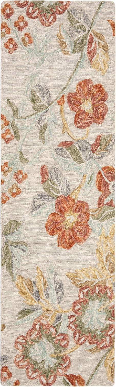 SAFAVIEH Blossom Caiden Floral Wool Runner Rug, Grey/Red, 2'3" x 8'