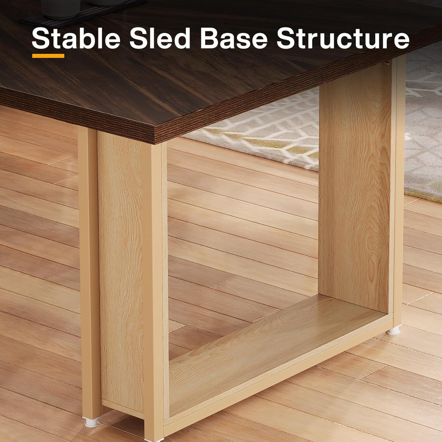 Tribesigns 63" Rustic Brown Wood Dining Table with Metal Sled Base