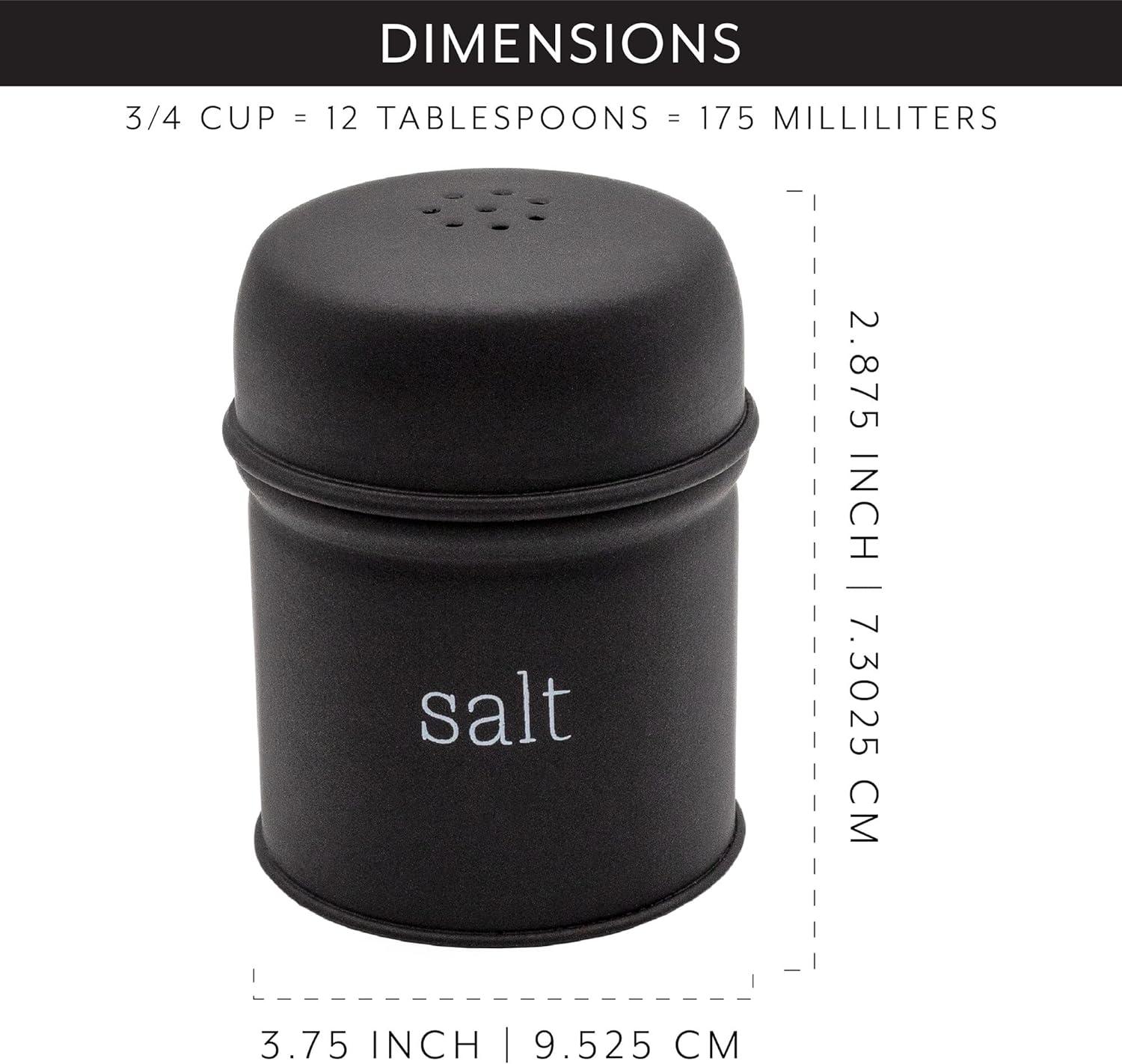 AuldHome Design Black Salt and Pepper Shaker Set; Modern Farmhouse Retro Style Shaker Set