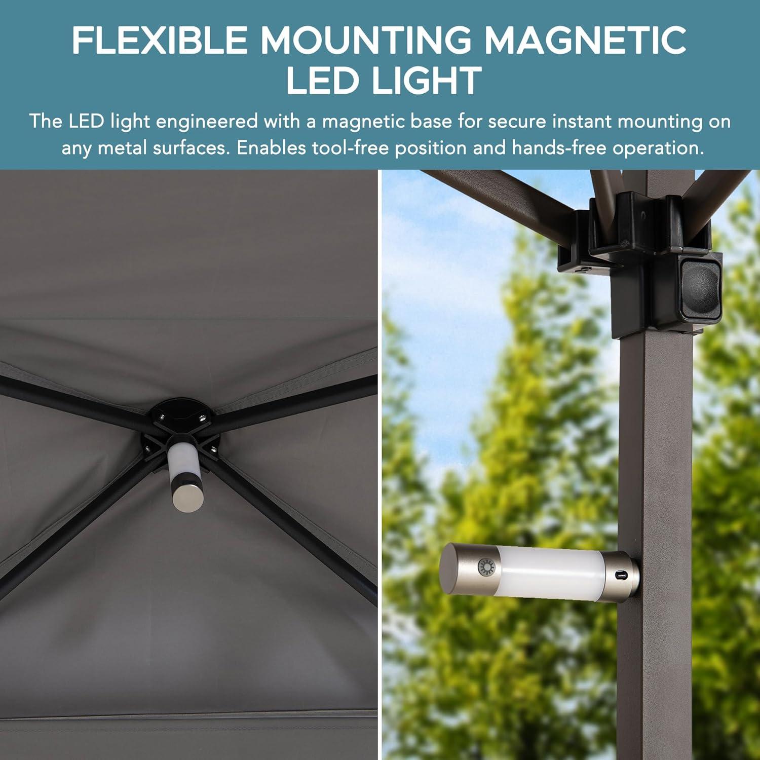 SUNJOY 8' x 5'  Pop up Grill Gazebo Double Tiered Outdoor Gazebo Standing-Height Canopy with Magnetic LED Light, Adjustable Ceiling Height, for BBQ,Picnics, Outdoor Events & Reviews | Wayfair