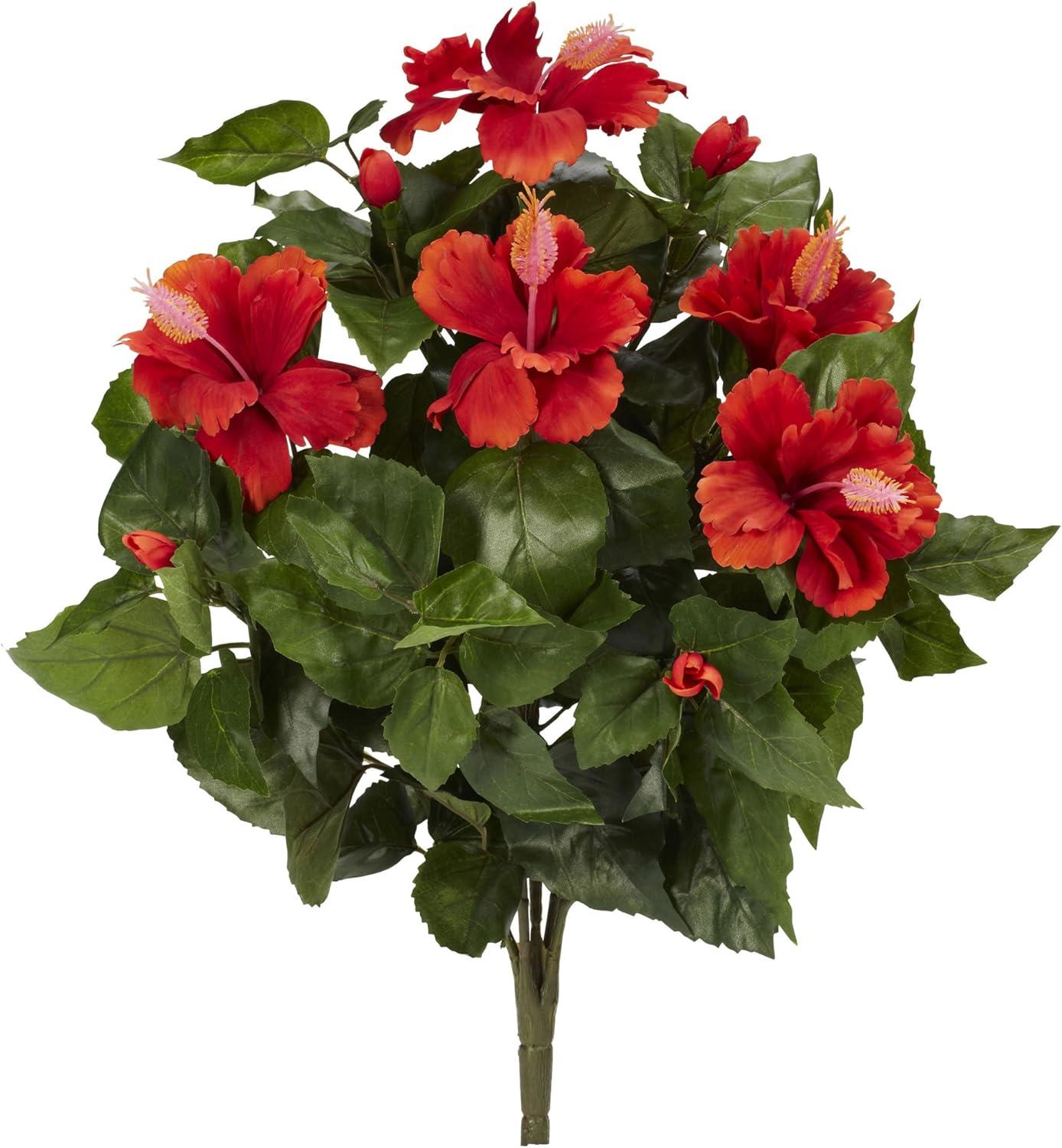 Nearly Natural 20-in Hibiscus Artificial Plant (Set of 4)
