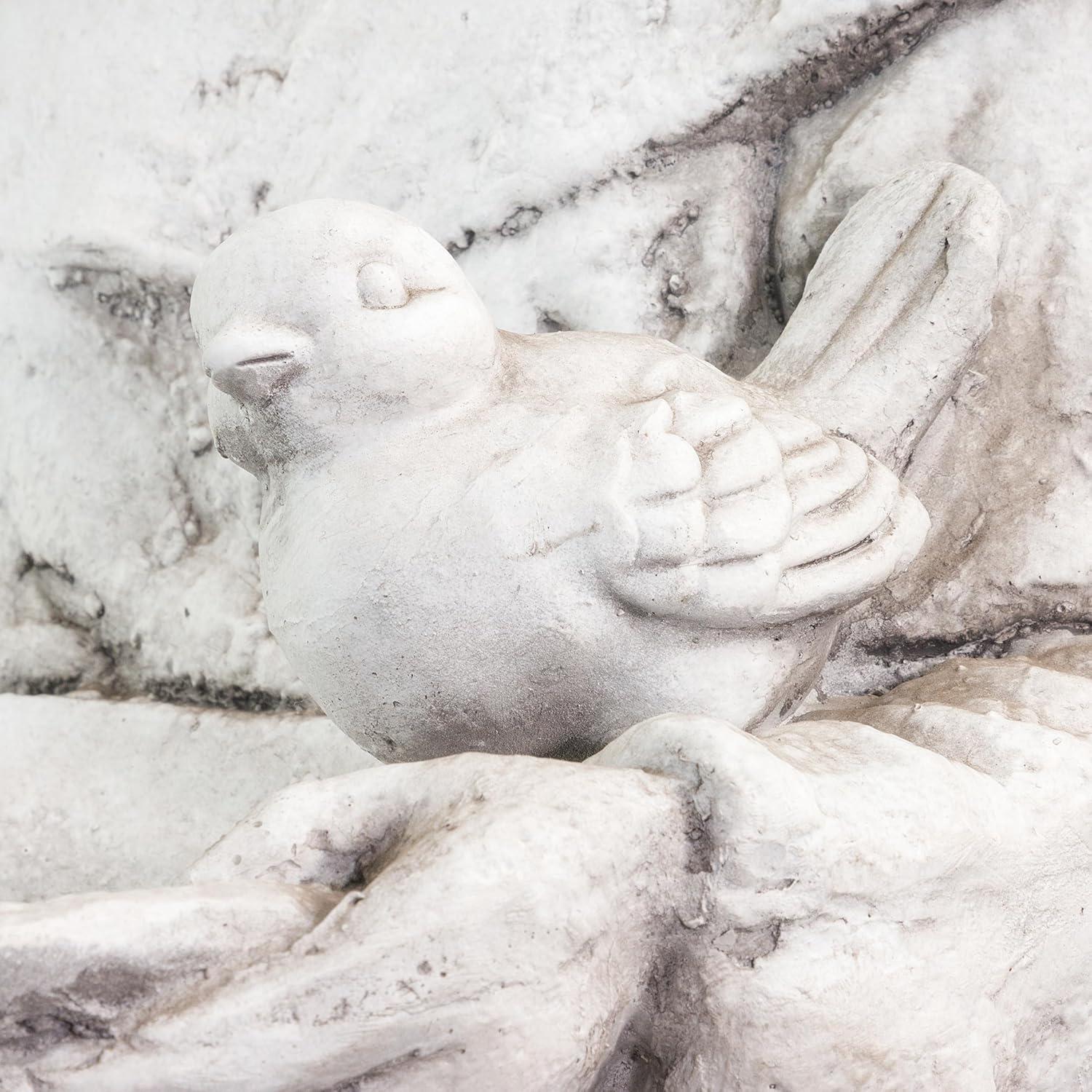 45 in. Tall Outdoor Saint Francis Birdbath Statue Yard Art Decoration, Light Gray