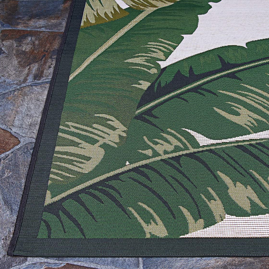 Couristan Dolce Palm Lily Indoor / Outdoor Area Rug, Hunter Green-Ivory, 4' x 5'10"