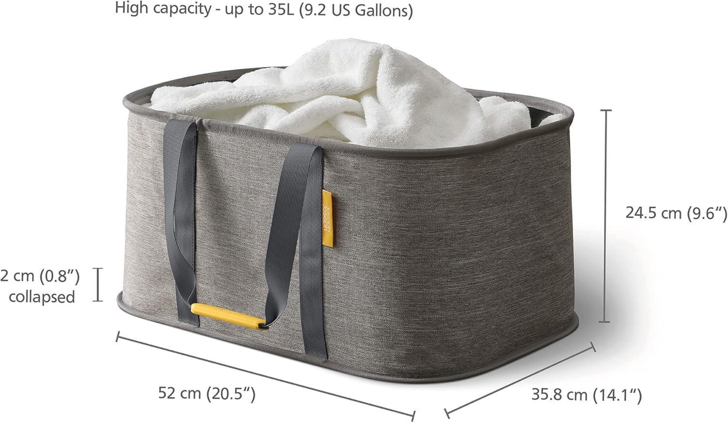 Gray Collapsible 35L Fabric Laundry Basket with Handles