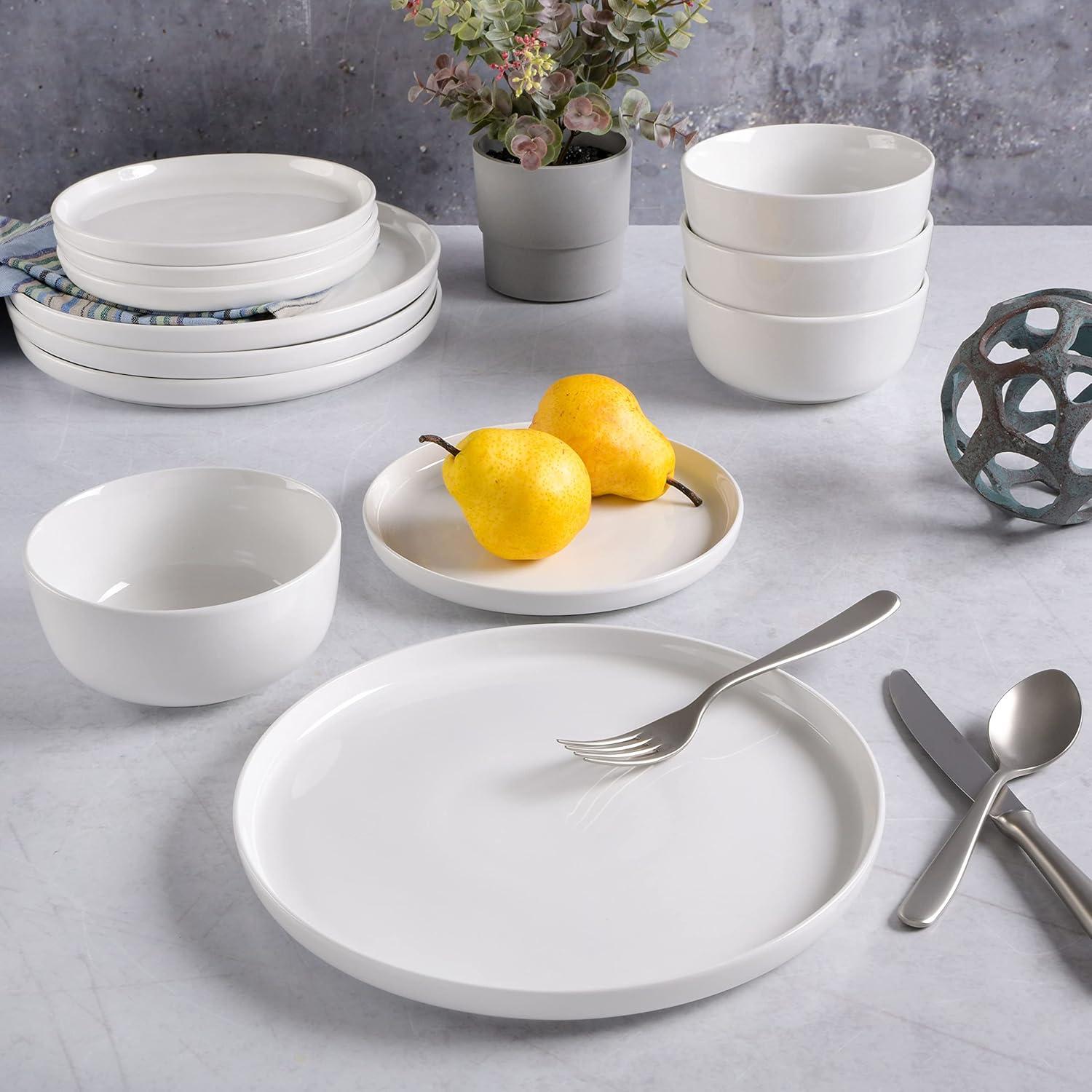 Oslo White Porcelain 12-Piece Dinnerware Set, Service for 4