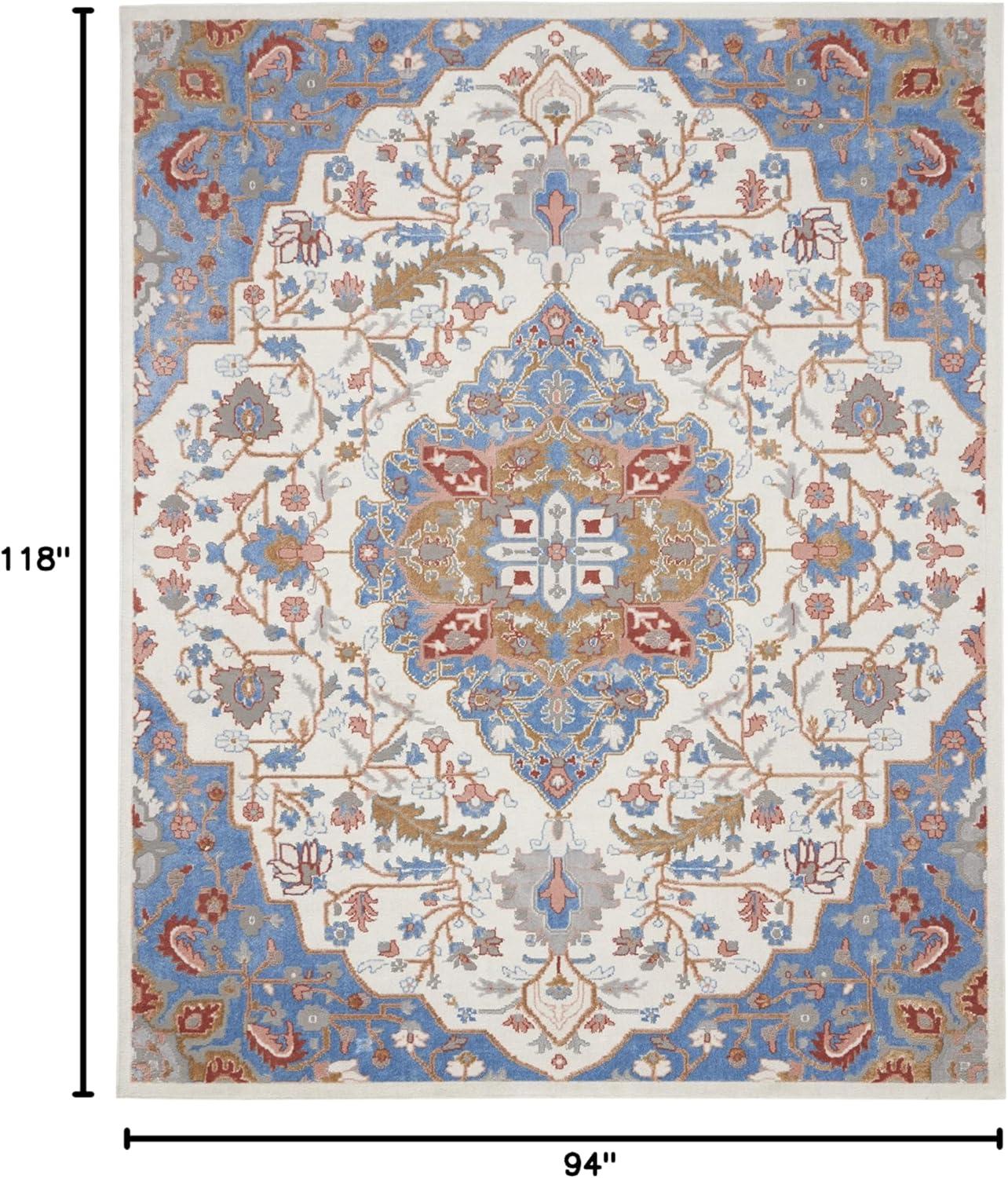 Nourison Elation Floral Medallion Indoor Rug Ivory Blue 7'10" x 9'10"